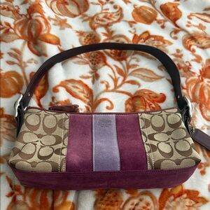 Coach Two-Tone Purple Signature Canvas Shoulder Bag